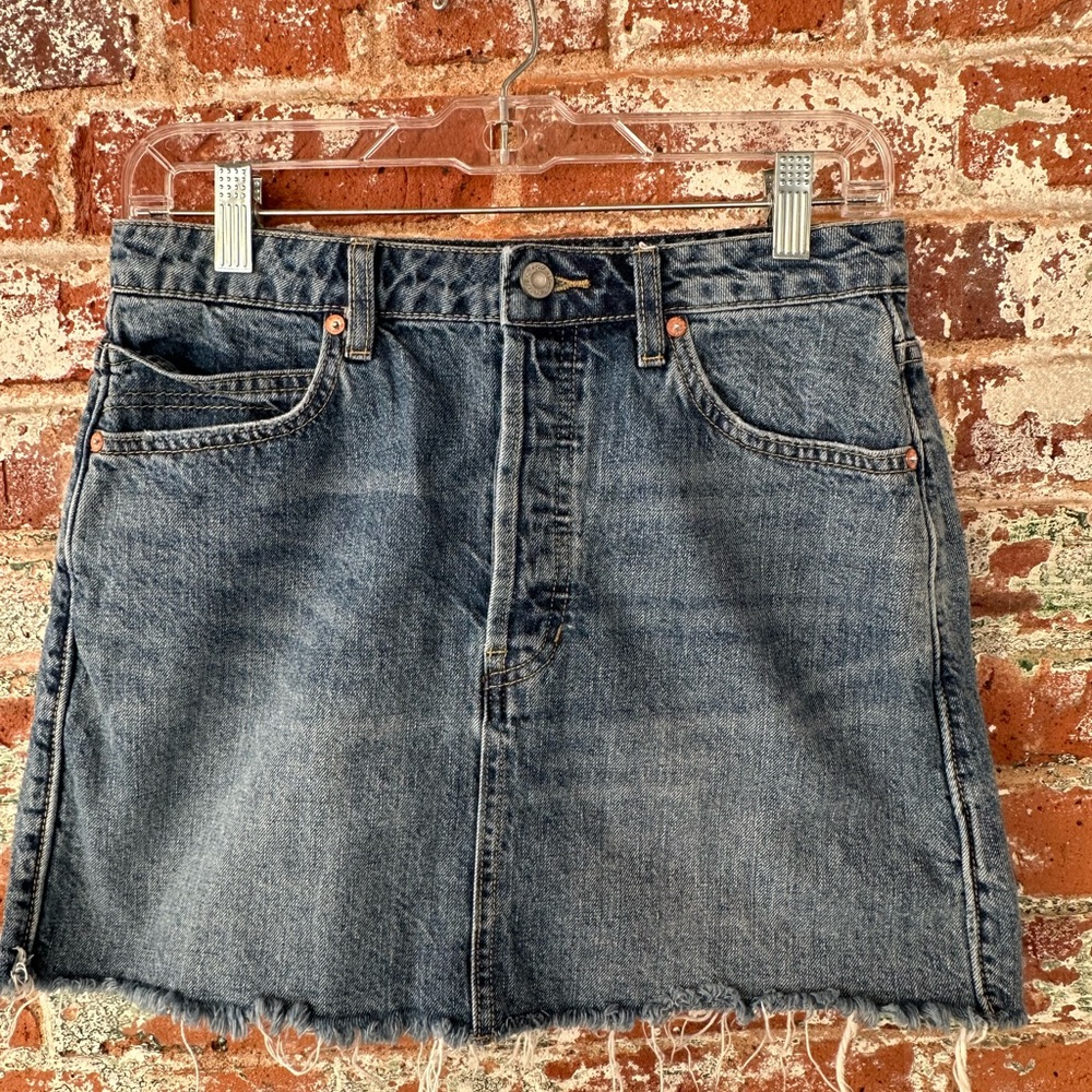 We The Free Blue Denim Skirt